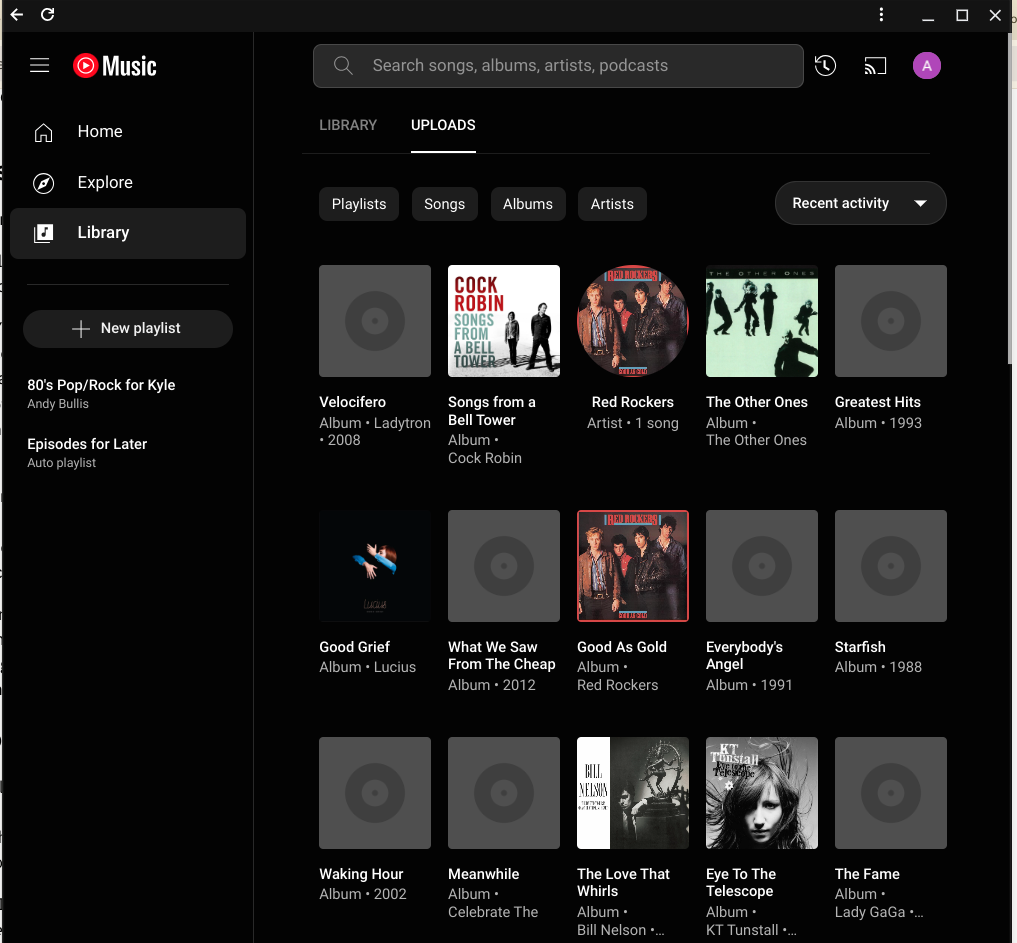 Uploaded music in YouTube Music